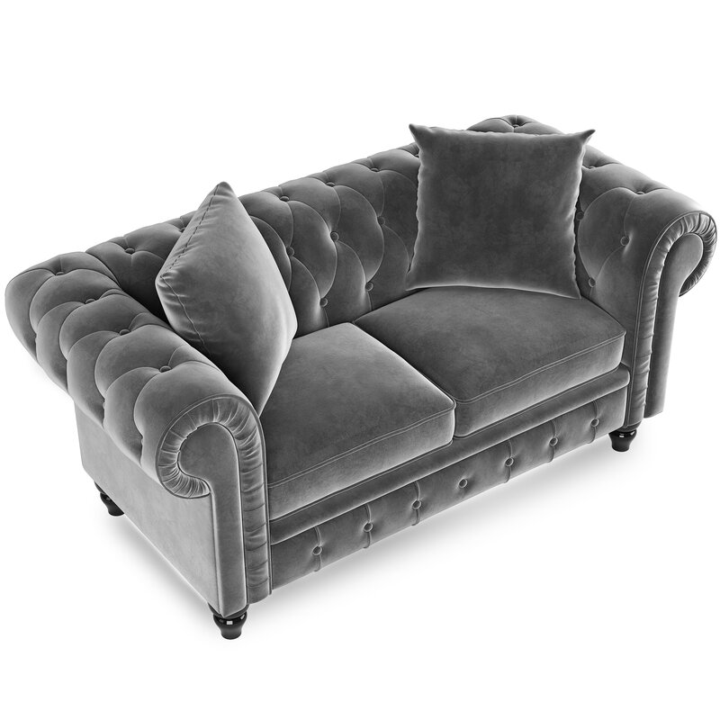 Rosdorf Park Tufted Velvet Upholstered 3 Seat Sofa Roll